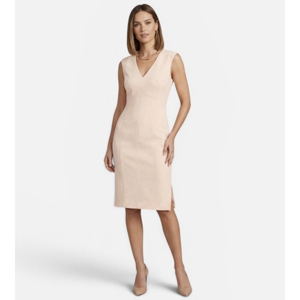 NWT White House Black Market Light Pink Sleeveless Sheath Dress Women’s Size 6